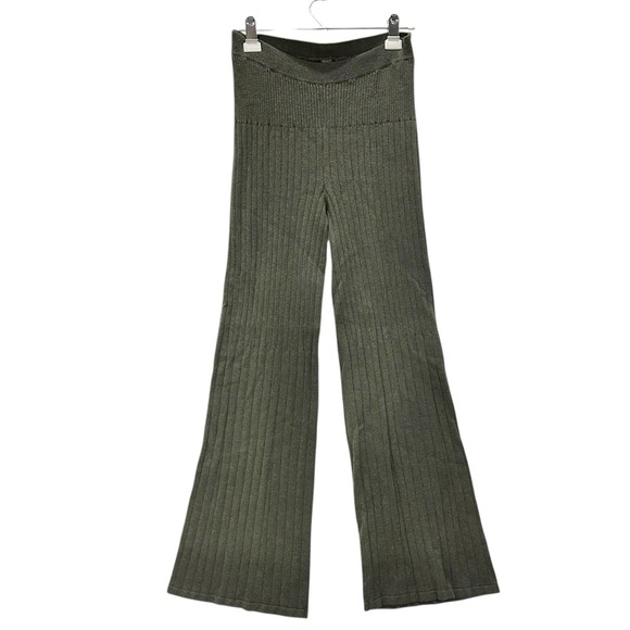 Free People Pants - Free People Keep It Real Ribbed Flare Leg Sweater Pants Green Size S